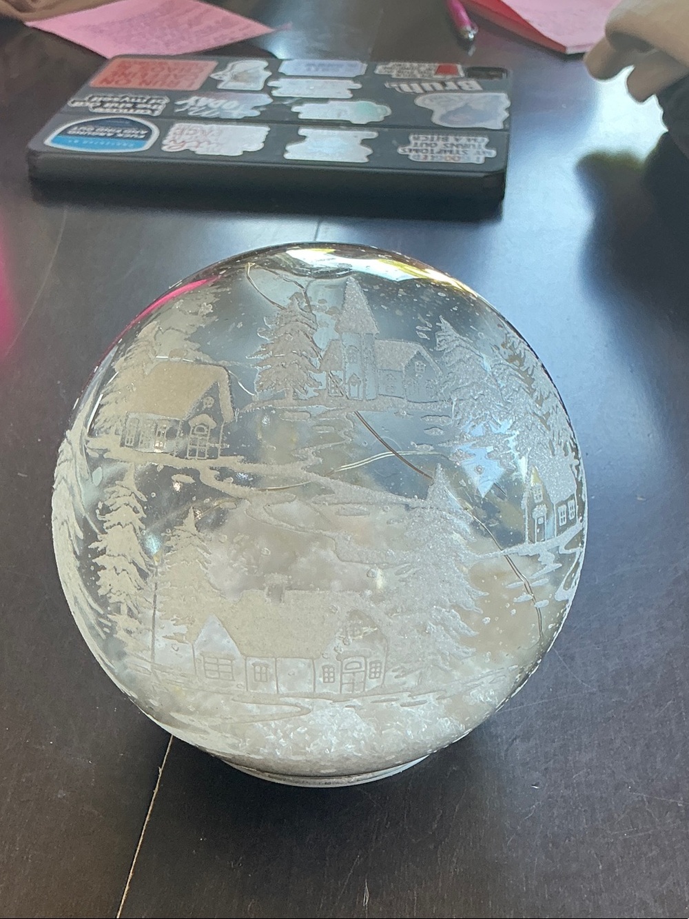 Glass Snow Globe Winter Village Holiday Decor - Clear - Valerie Parr Hill